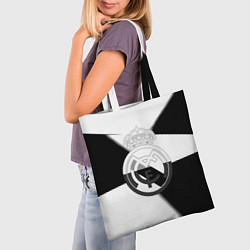 Сумка-шопер Реал Мадрид геометрия полосы, цвет: 3D-принт — фото 2