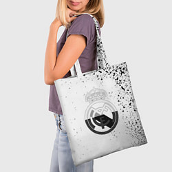 Сумка-шопер Реал Мадрид черно белые краски, цвет: 3D-принт — фото 2
