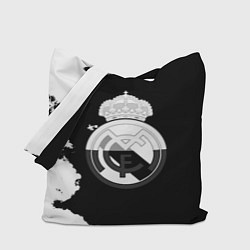 Сумка-шопер Реал Мадрид черно белые краски, цвет: 3D-принт