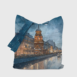 Сумка-шопер Санкт-Петербург зимний город, цвет: 3D-принт