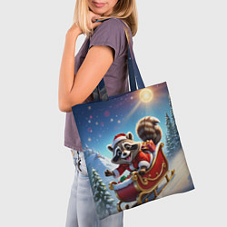 Сумка-шопер Енот в санях, цвет: 3D-принт — фото 2