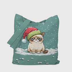 Сумка-шопер Недовольный новогодний котик, цвет: 3D-принт