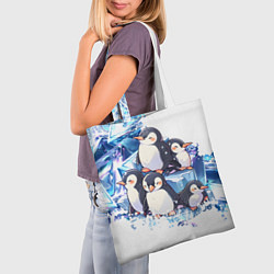 Сумка-шопер Пингвины и лёд, цвет: 3D-принт — фото 2