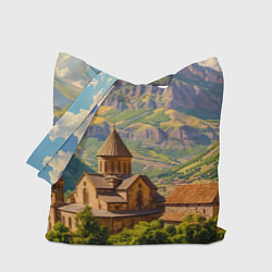 Сумка-шопер Горный покой: храм среди облаков, цвет: 3D-принт