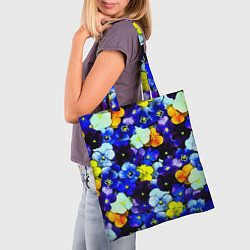 Сумка-шопер Синие цветы, цвет: 3D-принт — фото 2