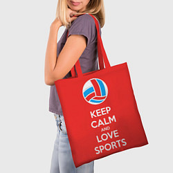 Сумка-шопер Keep Calm & Love Volleyball, цвет: 3D-принт — фото 2
