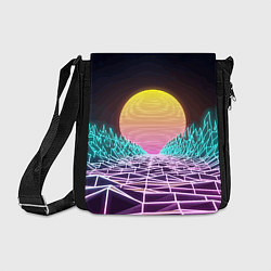 Сумка на плечо Vaporwave Закат солнца в горах Neon, цвет: 3D-принт