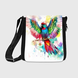 Сумка на плечо Разноцветный акварельный попугай с расправленными, цвет: 3D-принт