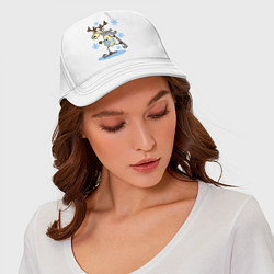 Бейсболка Олень на лыжах, цвет: белый — фото 2