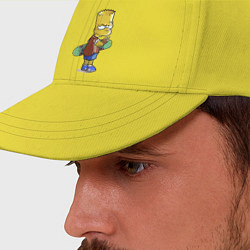 Бейсболка Барт Симпсон со скейтбордом - жест, цвет: желтый — фото 2