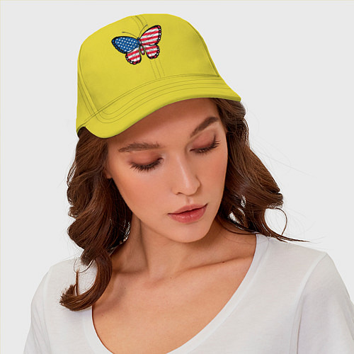 Бейсболка Бабочка - США / Желтый – фото 3