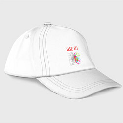 Бейсболка Используй мозг! Думай головой!, цвет: белый