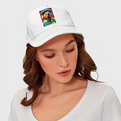Бейсболка Капибара в наушниках и шляпе - нейросеть, цвет: белый — фото 2