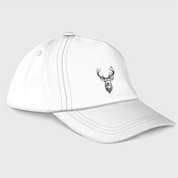 Бейсболка Голова оленя эскиз, цвет: белый