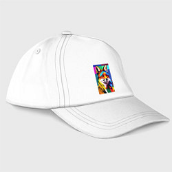 Бейсболка Лиса в стиле поп-арт, цвет: белый