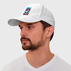 Бейсболка Сердитый кот - поп-арт, цвет: белый — фото 2