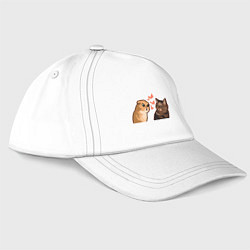 Бейсболка Разговор котов мем, цвет: белый