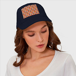 Бейсболка Коты и летний вайб паттерн, цвет: тёмно-синий — фото 2