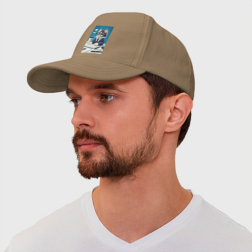 Бейсболка Котёнок офисный планктон - нейроарт / Миндальный – фото 2