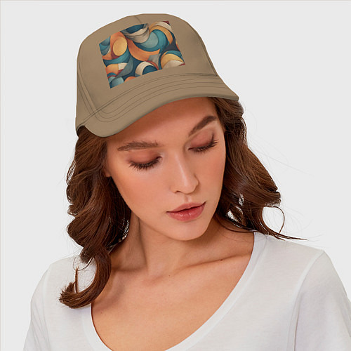 Бейсболка Абстракция теплые контрасты / Миндальный – фото 4