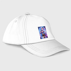 Бейсболка Секси кибер милашка - неоновое свечение, цвет: белый