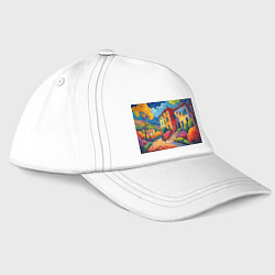Бейсболка Живопись яркие домики фовизм, цвет: белый
