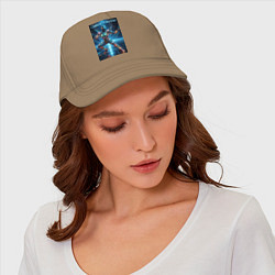 Бейсболка Кибер боец - неоновое свечение, цвет: миндальный — фото 2