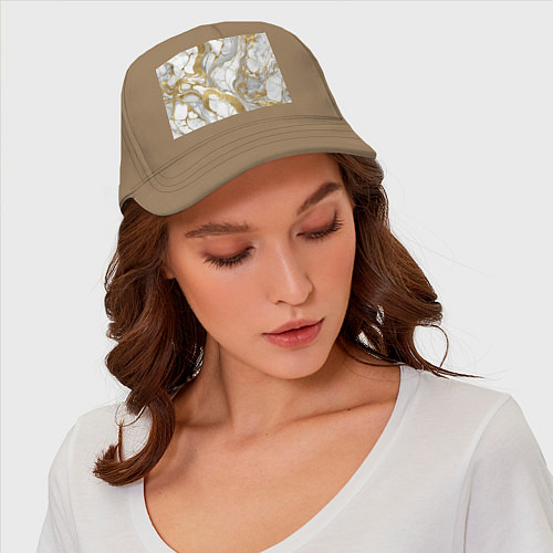 Бейсболка Мрамор и золото / Миндальный – фото 4