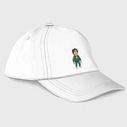 Бейсболка Игрок 456 мультяшный стиль, цвет: белый