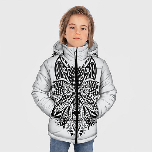 Зимняя куртка для мальчика Расписной волк / 3D-Черный – фото 3