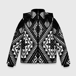 Куртка зимняя для мальчика Индейские мотивы, цвет: 3D-черный