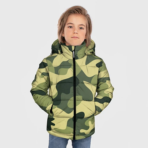 Зимняя куртка для мальчика Камуфляж: зеленый/хаки / 3D-Красный – фото 3