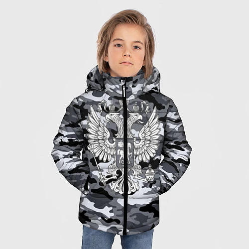 Зимняя куртка для мальчика Городской камуфляж Россия / 3D-Черный – фото 3