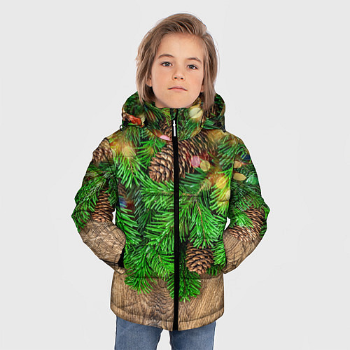 Зимняя куртка для мальчика Елка / 3D-Черный – фото 3