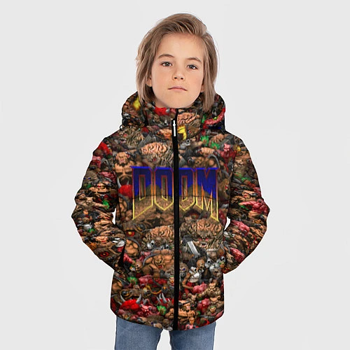 Зимняя куртка для мальчика DOOM: Pixel Monsters / 3D-Черный – фото 3