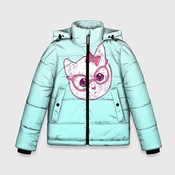 Куртка зимняя для мальчика Умная кошка, цвет: 3D-черный