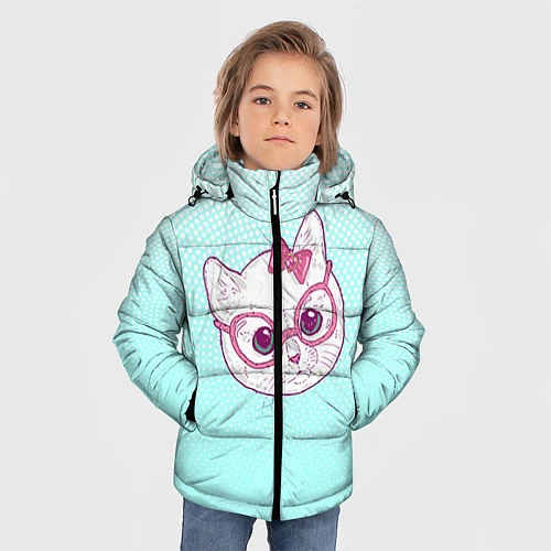 Зимняя куртка для мальчика Умная кошка / 3D-Черный – фото 3