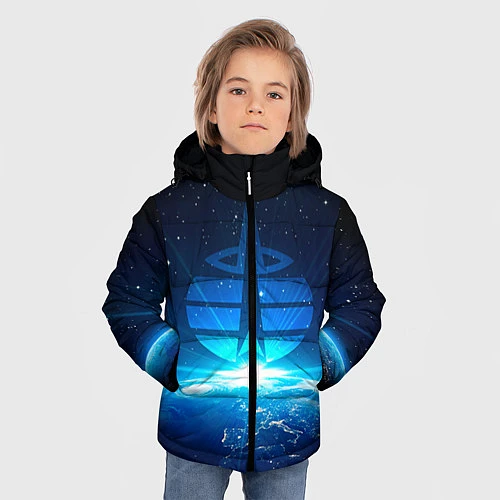Зимняя куртка для мальчика Космические войска / 3D-Черный – фото 3