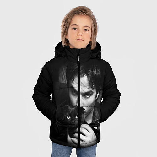 Зимняя куртка для мальчика Деймон Сальваторе с котом / 3D-Черный – фото 3