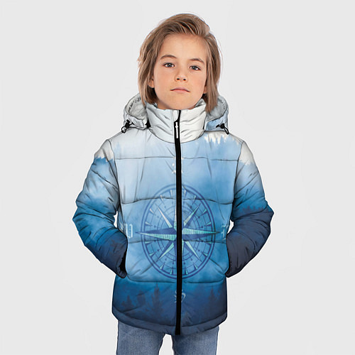 Зимняя куртка для мальчика Компас приключений / 3D-Черный – фото 3