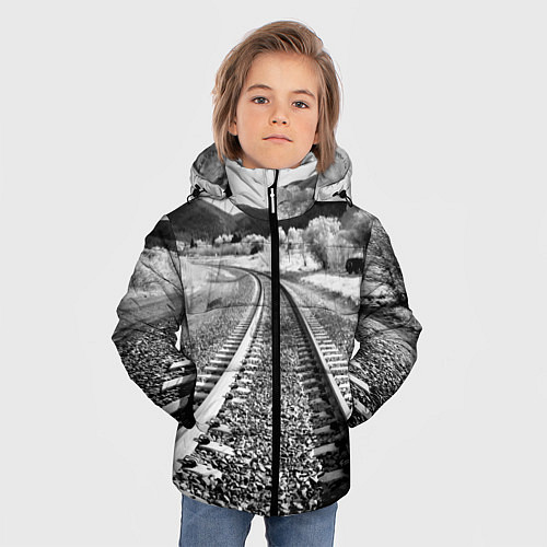 Зимняя куртка для мальчика Железная дорога / 3D-Черный – фото 3