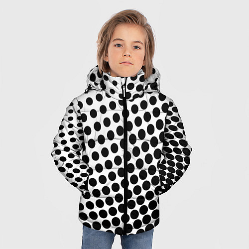 Зимняя куртка для мальчика Белый в горошек / 3D-Черный – фото 3