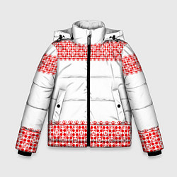 Зимняя куртка для мальчика Славянский орнамент (на белом)