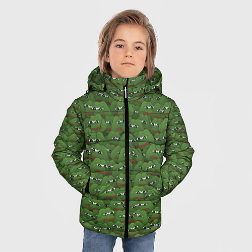 Зимняя куртка для мальчика Грустные лягушки / 3D-Черный – фото 3