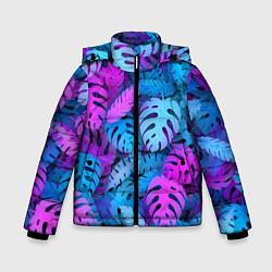 Куртка зимняя для мальчика Сине-розовые тропики, цвет: 3D-красный