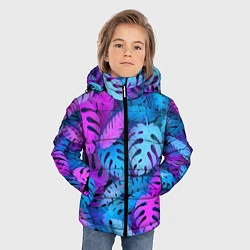 Куртка зимняя для мальчика Сине-розовые тропики, цвет: 3D-черный — фото 2