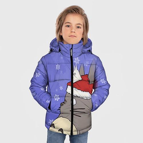 Зимняя куртка для мальчика Тоторо и снег / 3D-Светло-серый – фото 3