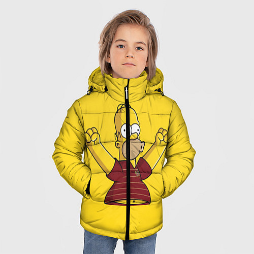 Зимняя куртка для мальчика Гомер-болельщик / 3D-Черный – фото 3