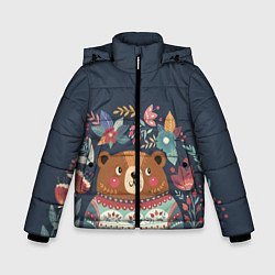 Куртка зимняя для мальчика Осенний медведь, цвет: 3D-черный