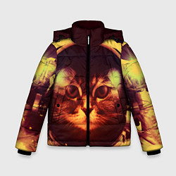 Куртка зимняя для мальчика Кот космонавт, цвет: 3D-черный